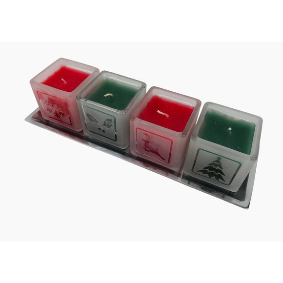 Home For The Holidays Green Red Candle Votives Tray Christmas Home Decor - Picture 4 of 10